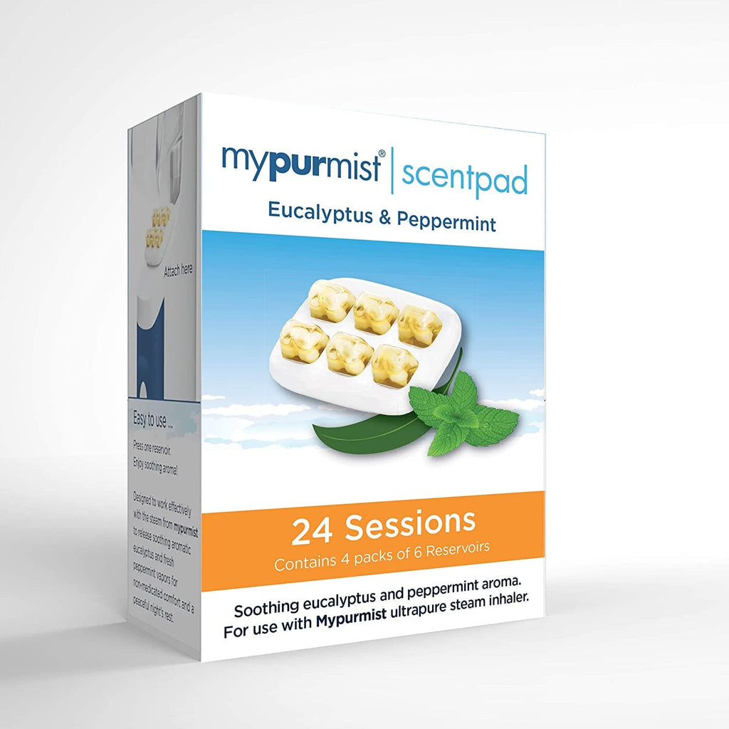 Mypurmist Eucalyptus and Peppermint ScentPad for Mypurmist Ultrapure Handheld Steam Inhaler Devices, 24 reservoirs