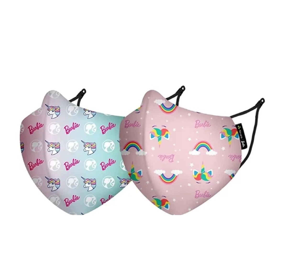 Nirvana Disney N95 - FFP2 Anti Pollution Mask for Kids & Adults Pack of 2-Barbie Rainbow and Unicorn