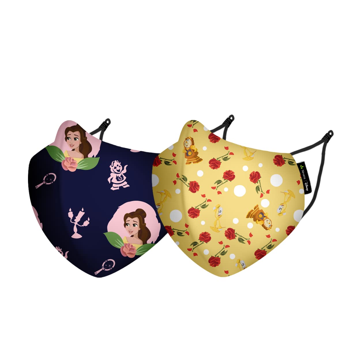 Nirvana Range Anti Pollution Mask for Kids & Adults Pack of 2-Belle and Beauty and Beast