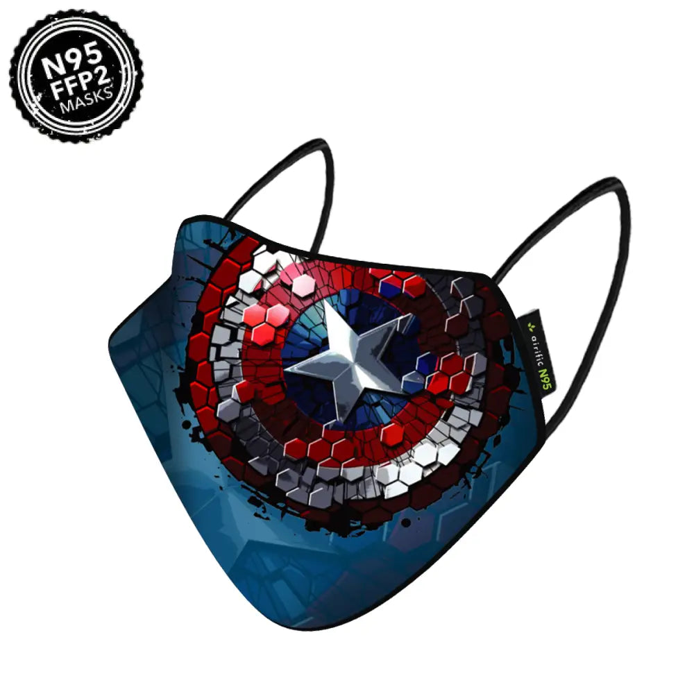 Airific N95 - FFP2 | Marvel Washable & Reusable - Anti Pollution Mask - Captain America Shield Mask