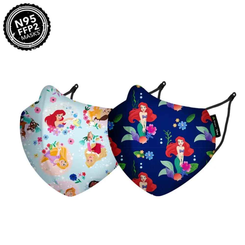 Nirvana Disney N95 - FFP2 Anti Pollution Mask for Kids & Adults Pack of 2-Ariel and Disney Princesses