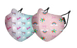 Nirvana Disney N95 - FFP2 Anti Pollution Mask for Kids & Adults Pack of 2-Barbie Rainbow and Unicorn