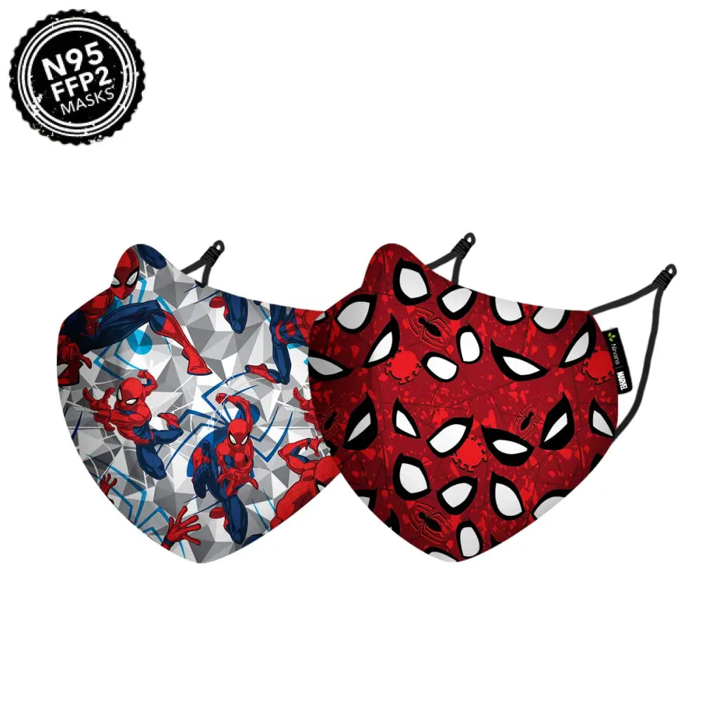 Nirvana Disney N95 - FFP2 Anti Pollution Mask for Kids & Adults Pack of 2-Focus and Spidey Sense