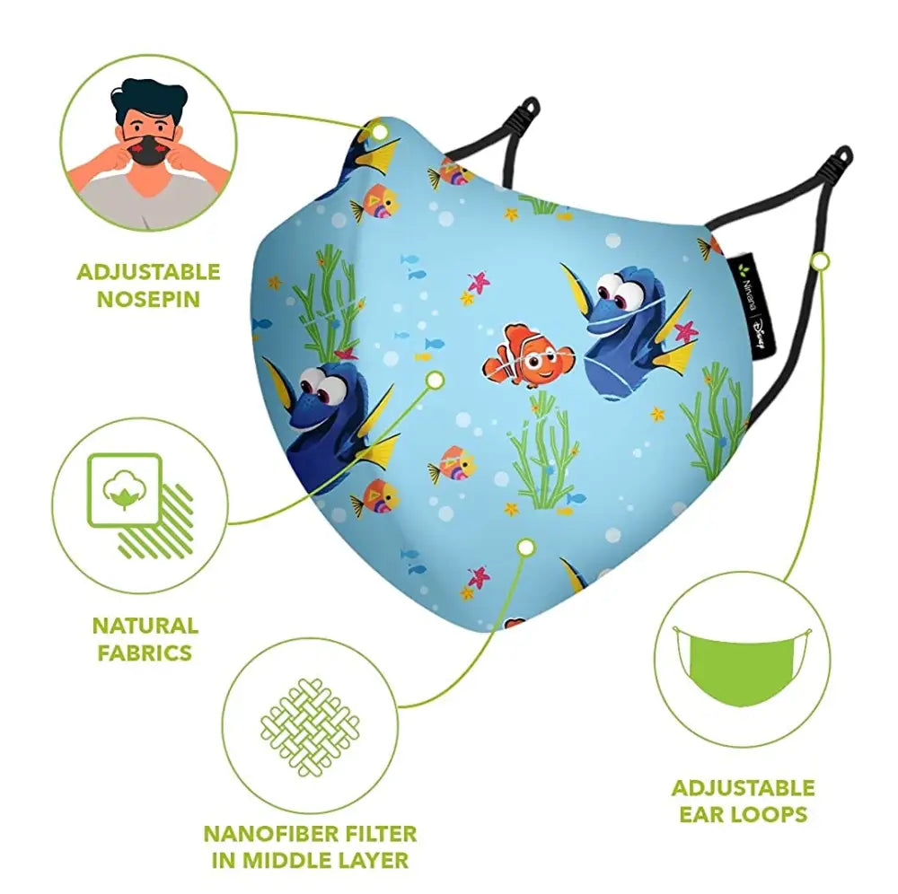 Nirvana Disney N95 - FFP2 Anti Pollution Mask for Kids & Adults Pack of 2-Focus and Spidey Sense