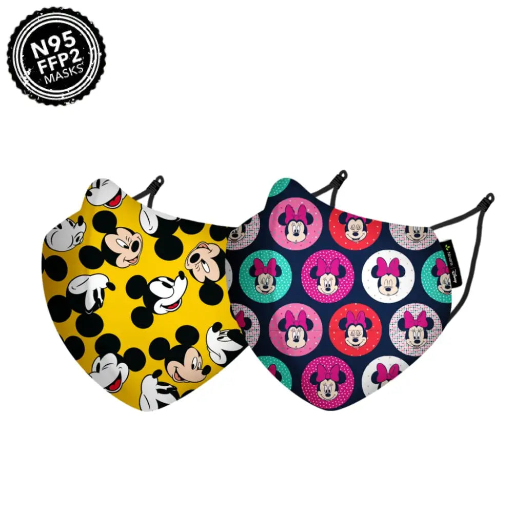 Nirvana Disney N95 - FFP2 Anti Pollution Mask for Kids & Adults Pack of 2-Mickey and Minnie