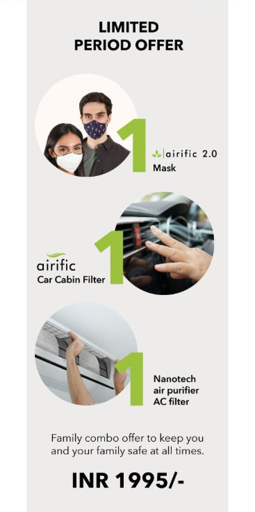 Airfic 2.0 + Airific Car Cabin Filter + Nanotech AC Filter With Carbon